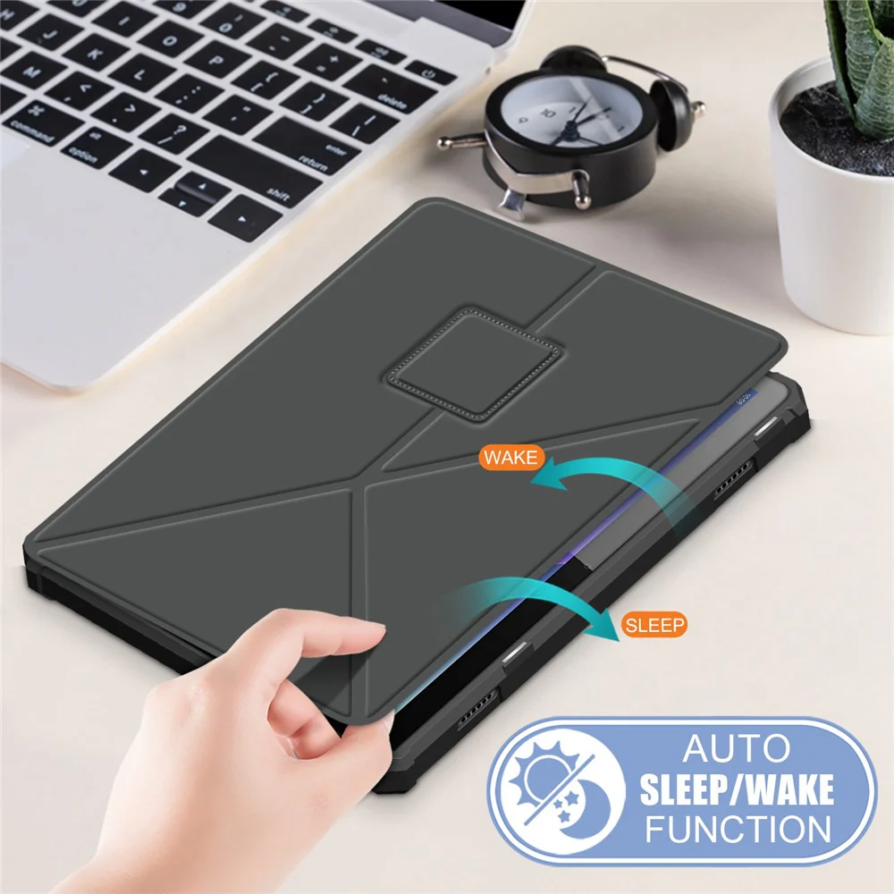 For Lenovo Tab M10 (Gen 3) 10.1 inch 328F Origami Stand Tablet Case PU Leather Anti-scratch Cover with Auto Wake/Sleep - Grey - Image 7