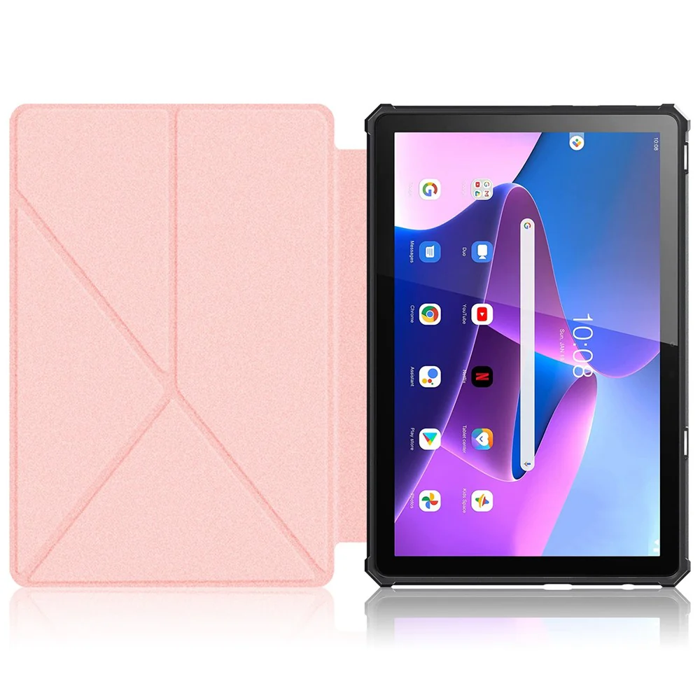 For Lenovo Tab M10 (Gen 3) 10.1 inch 328F Origami Stand Tablet Case PU Leather Anti-scratch Cover with Auto Wake/Sleep - Rose Gold - Image 2
