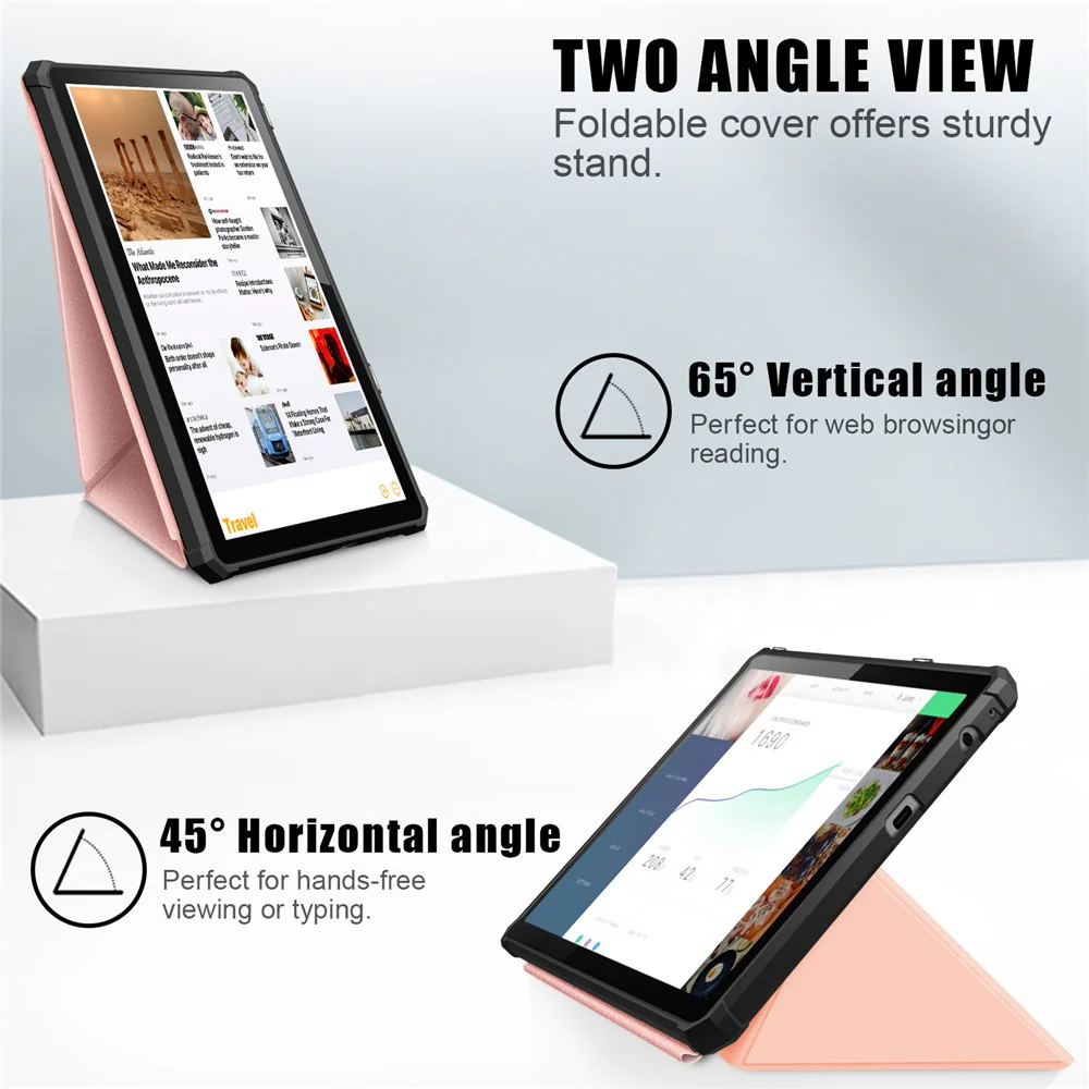 For Lenovo Tab M10 (Gen 3) 10.1 inch 328F Origami Stand Tablet Case PU Leather Anti-scratch Cover with Auto Wake/Sleep - Rose Gold - Image 3