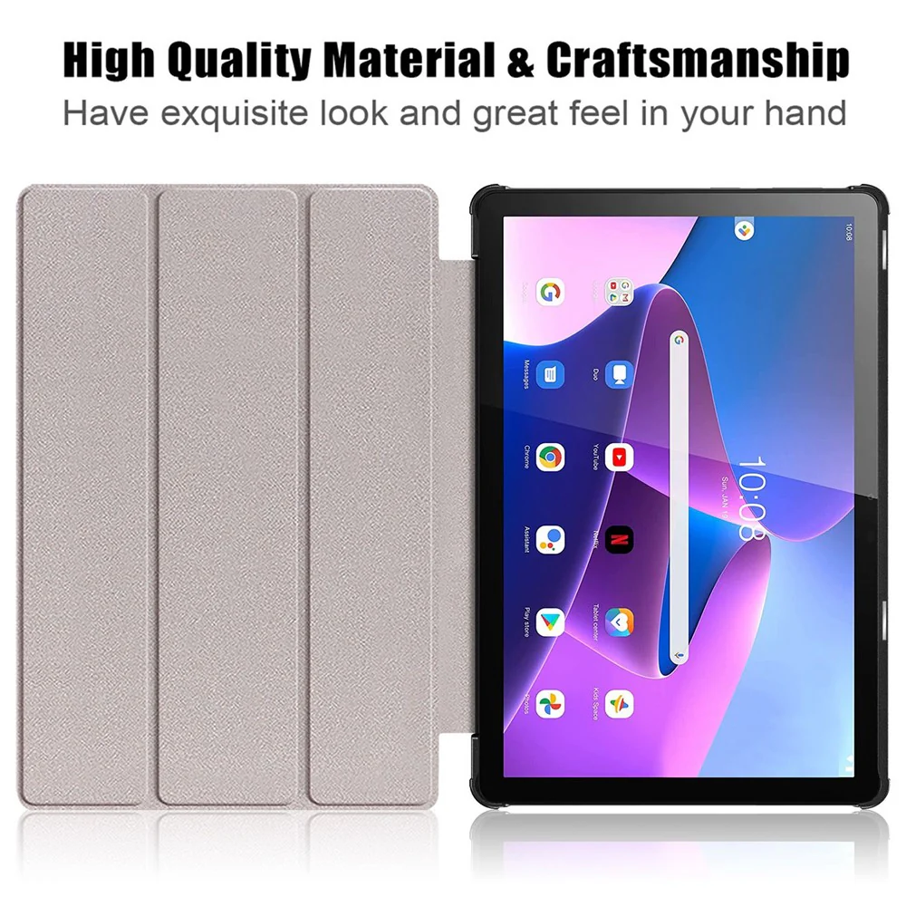 For Lenovo Tab M10 (Gen 3) 10.1 inch 328F Pattern Printing Auto Wake/Sleep PU Leather Case Trifold Stand Folio Cover - The Milky Way - Image 3