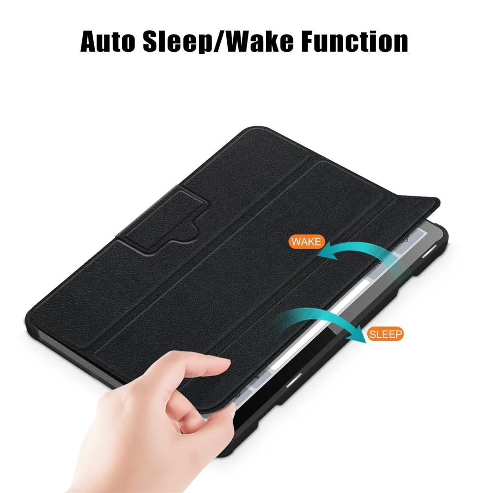 For Lenovo Tab M10 (Gen 3) 10.1-inch 328F Trifold Stand Tablet Case Microfiber Leather Auto Wake/Sleep Magnetic Closure Anti-scratch Protective Cover - Black - Image 6