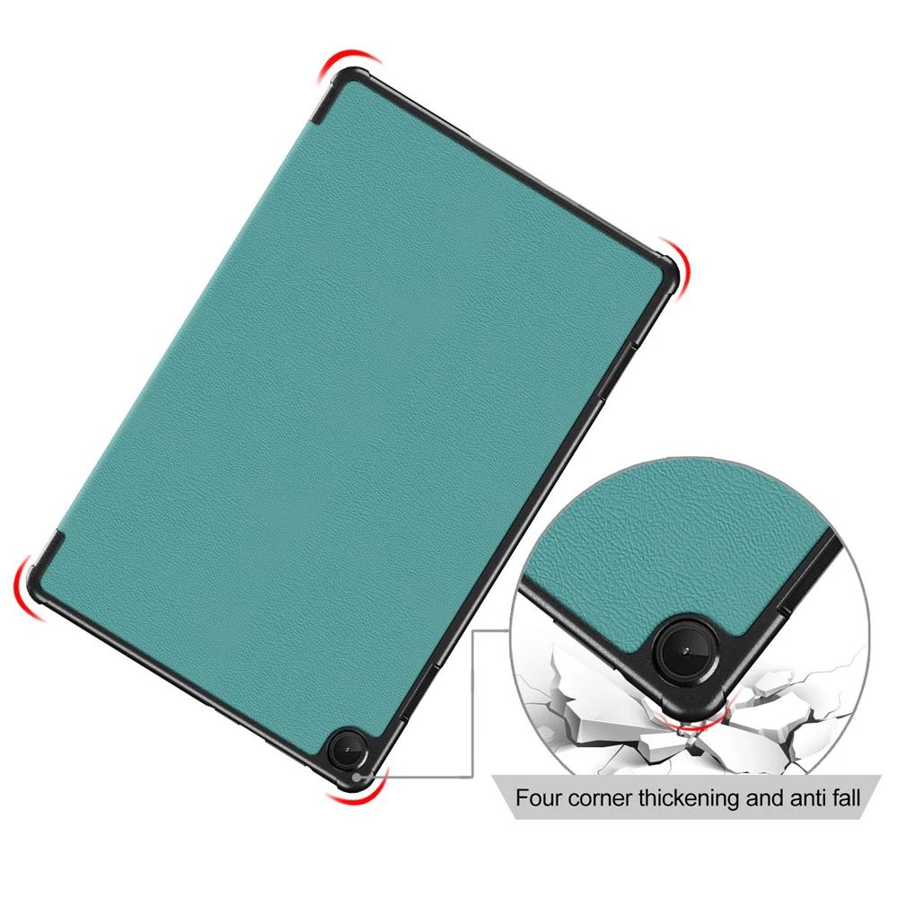 For Lenovo Tab M10 (Gen 3) 10.1-inch 328F Trifold Stand Tablet Case Microfiber Leather Auto Wake/Sleep Magnetic Closure Anti-scratch Protective Cover - Blackish Green - Image 7