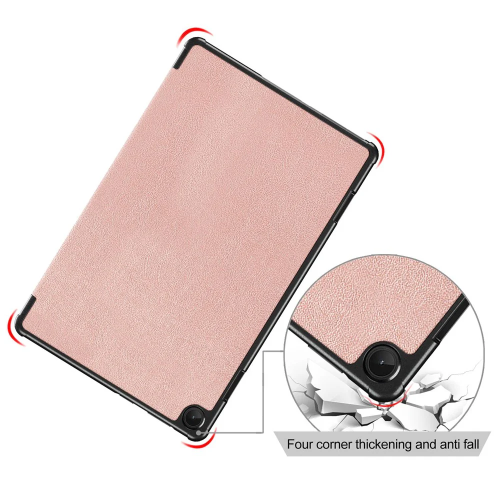 For Lenovo Tab M10 (Gen 3) 10.1-inch 328F Trifold Stand Tablet Case Microfiber Leather Auto Wake/Sleep Magnetic Closure Anti-scratch Protective Cover - Rose Gold - Image 7