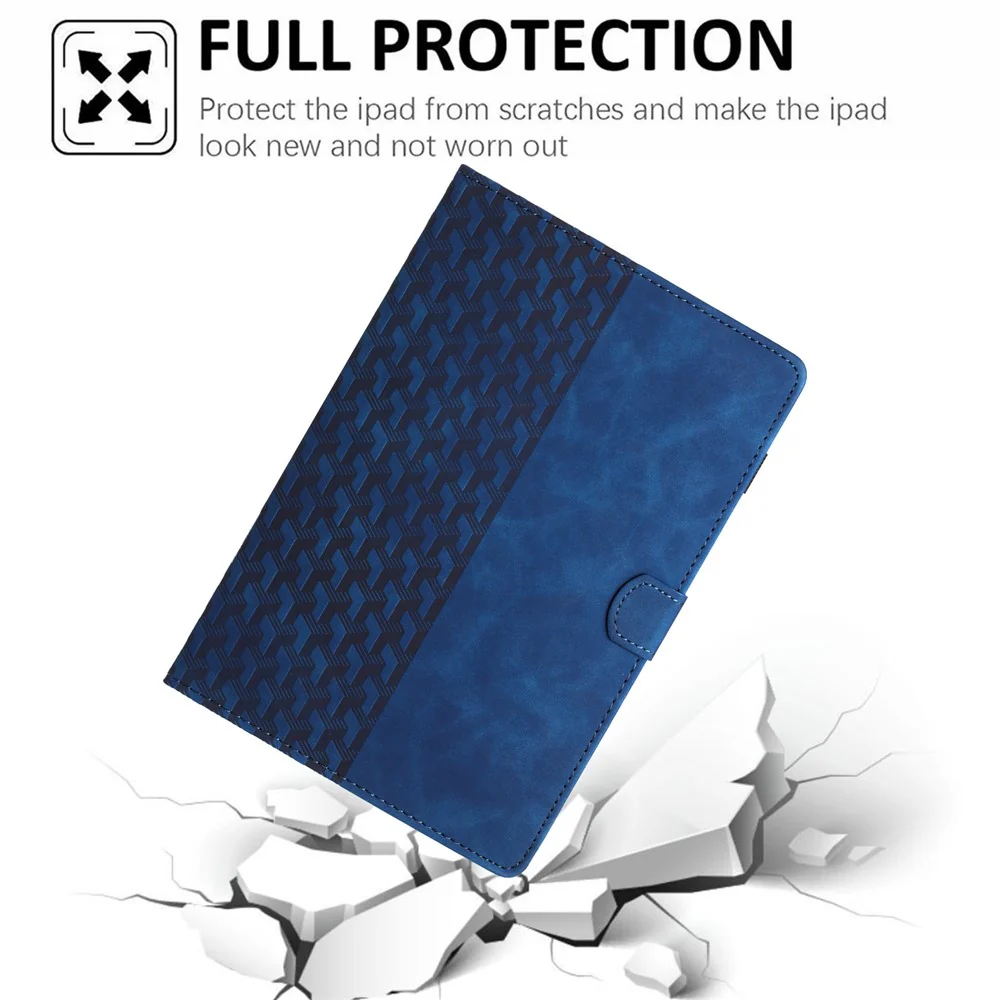 For Lenovo Tab M10 (Gen 3) Case Card Holder Building Blocks Imprinted Tablet Stand Cover - Blue - Image 5