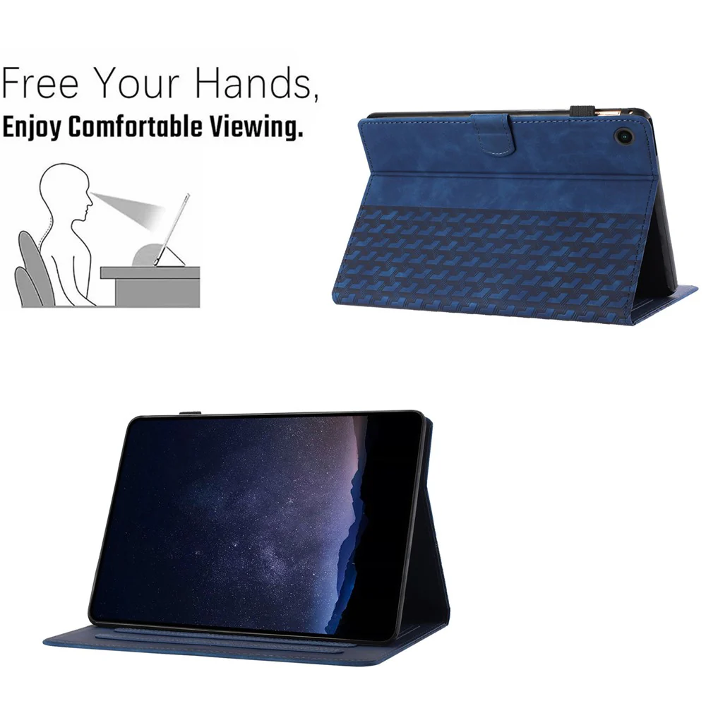 For Lenovo Tab M10 (Gen 3) Case Card Holder Building Blocks Imprinted Tablet Stand Cover - Blue - Image 6