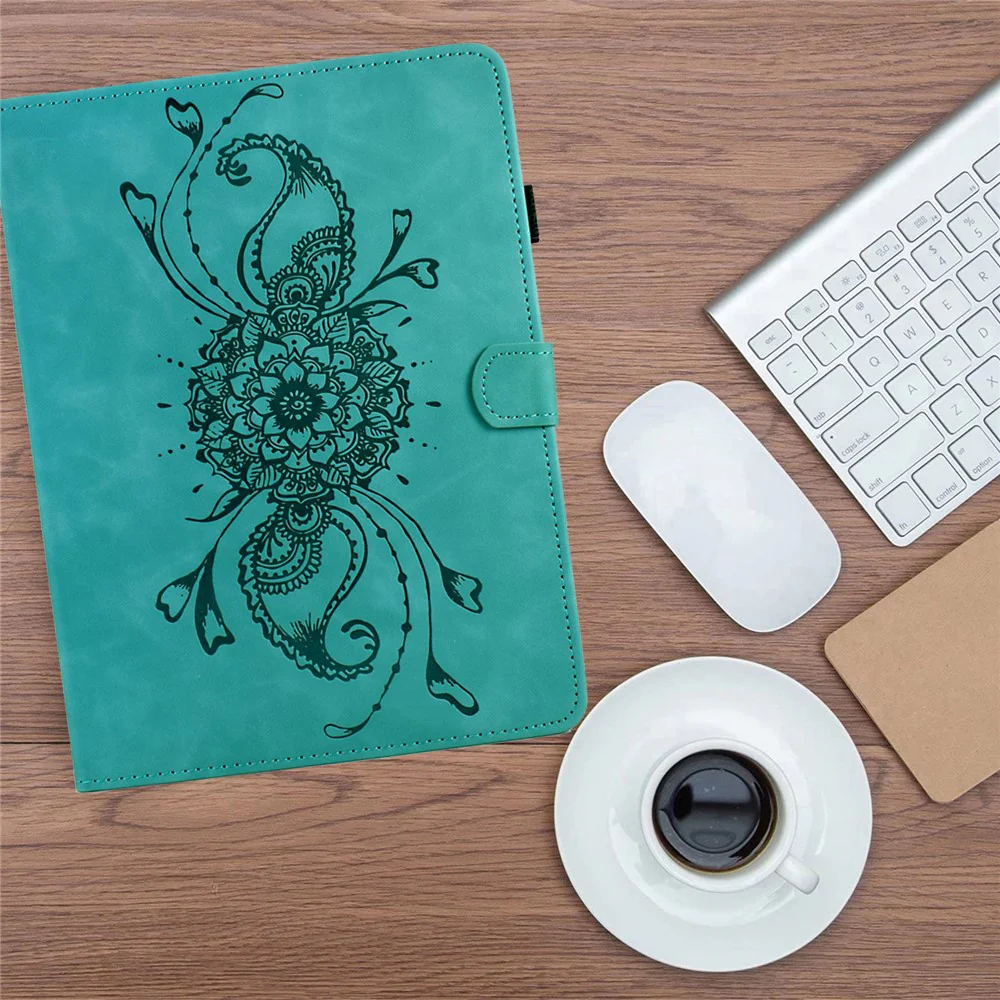 For Lenovo Tab M10 (Gen 3) Case Mandala Imprinted Leather Tablet Cover with Card Slots - Baby Blue - Image 8
