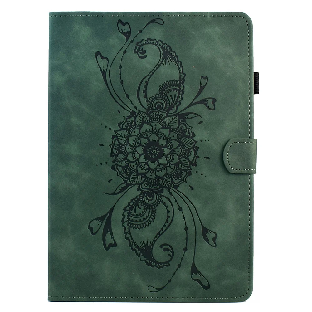 For Lenovo Tab M10 (Gen 3) Case Mandala Imprinted Leather Tablet Cover with Card Slots - Green - Image 6