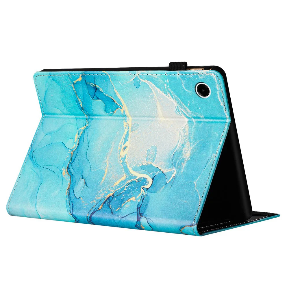 For Lenovo Tab M10 (Gen 3) Case Multi-Angle Viewing Smart PU Leather Marble Cover - Green - Image 3