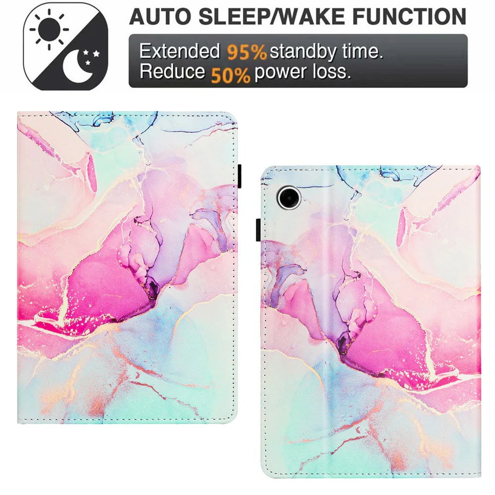 For Lenovo Tab M10 (Gen 3) Case Multi-Angle Viewing Smart PU Leather Marble Cover - Pink - Image 7