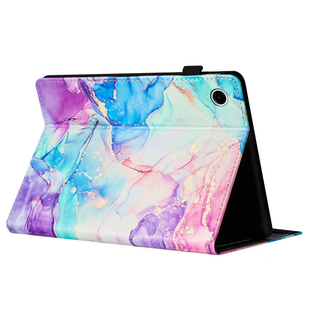 For Lenovo Tab M10 (Gen 3) Case Multi-Angle Viewing Smart PU Leather Marble Cover - Purple / Blue - Image 3