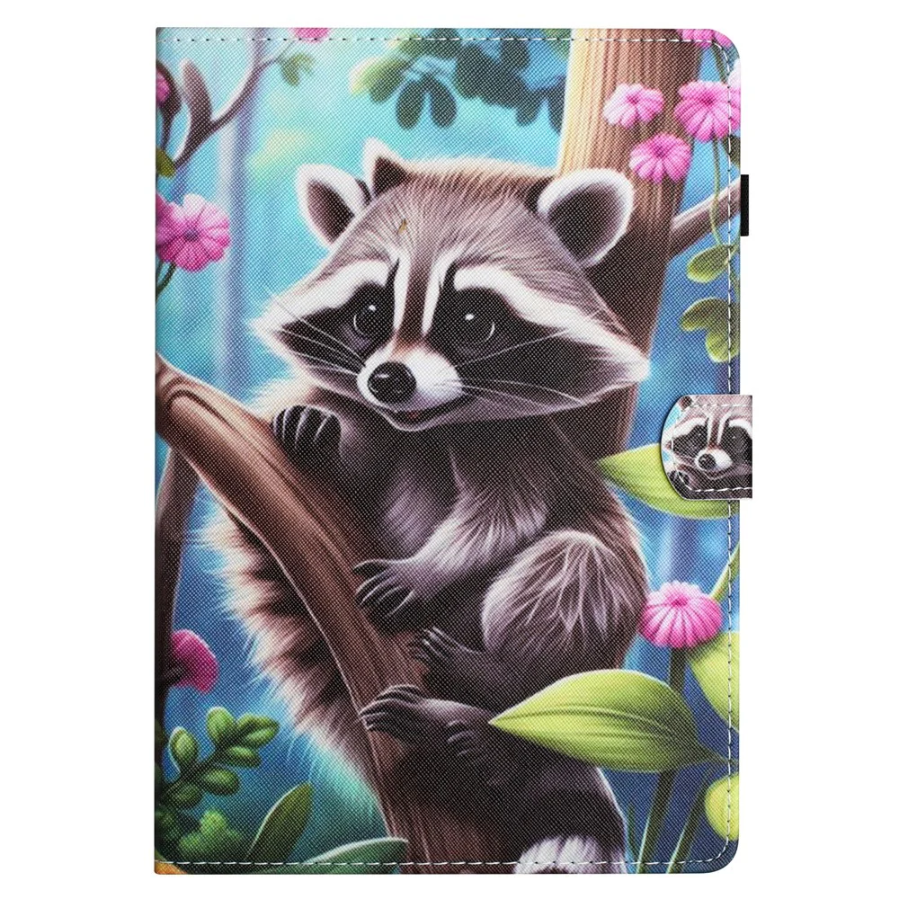 For Lenovo Tab M10 (Gen 3) Case Pattern Printed Card Holder PU Leather Tablet Cover - Raccoon - Image 8