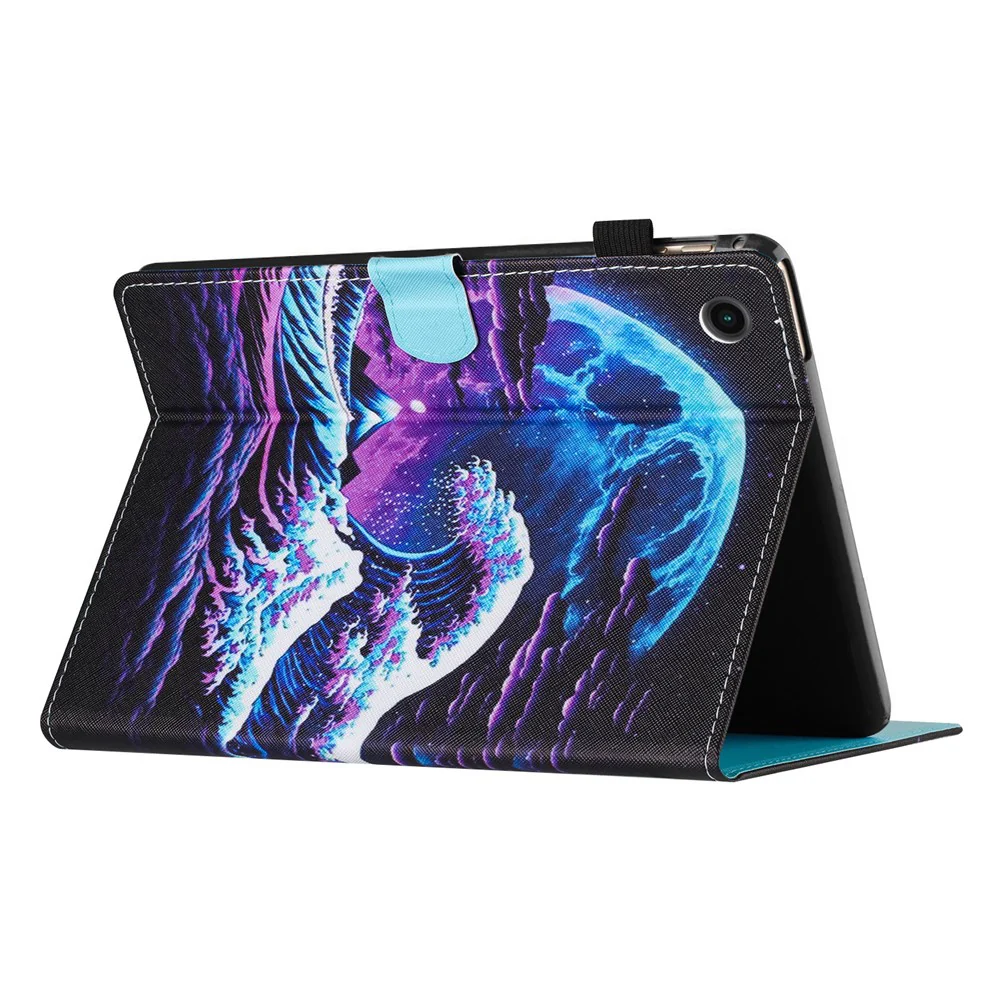 For Lenovo Tab M10 (Gen 3) Case Pattern Printed Card Holder PU Leather Tablet Cover - Sea Wave - Image 4