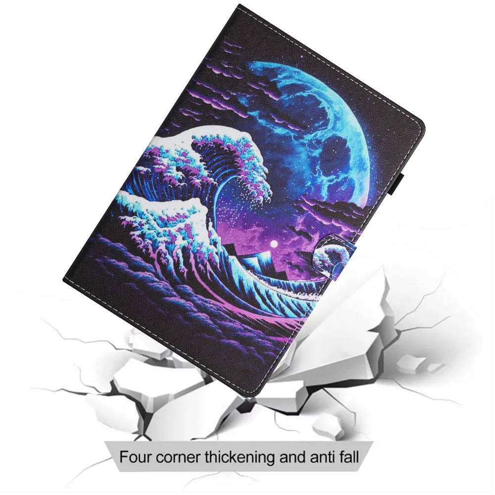 For Lenovo Tab M10 (Gen 3) Case Pattern Printed Card Holder PU Leather Tablet Cover - Sea Wave - Image 7