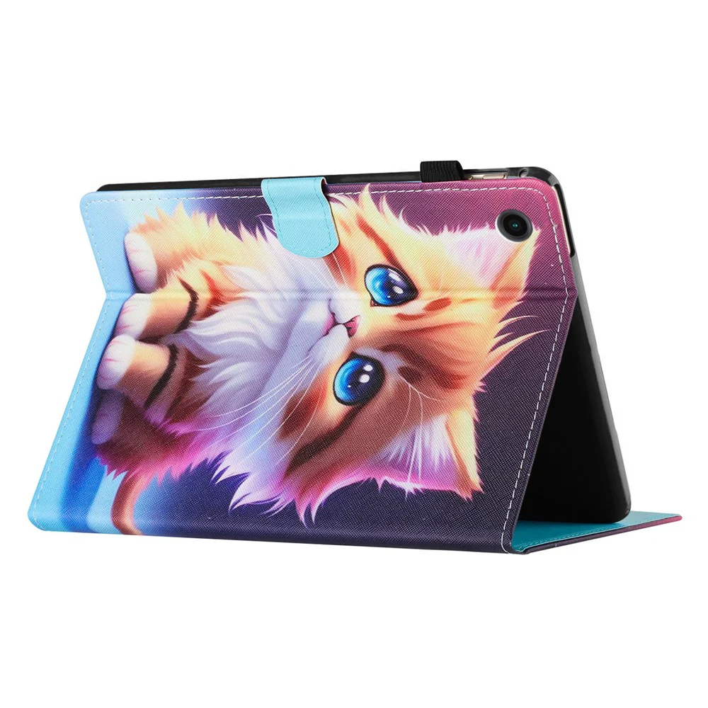 For Lenovo Tab M10 (Gen 3) Case Pattern Printed Card Holder PU Leather Tablet Cover - Yellow Cat - Image 4