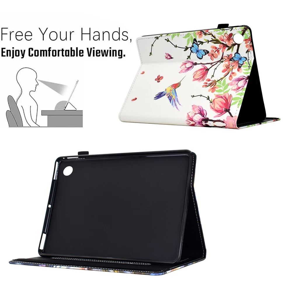 For Lenovo Tab M10 (Gen 3) Case Pattern Printing Card Holder Leather Tablet Stand Cover - Flowers and Birds - Image 5