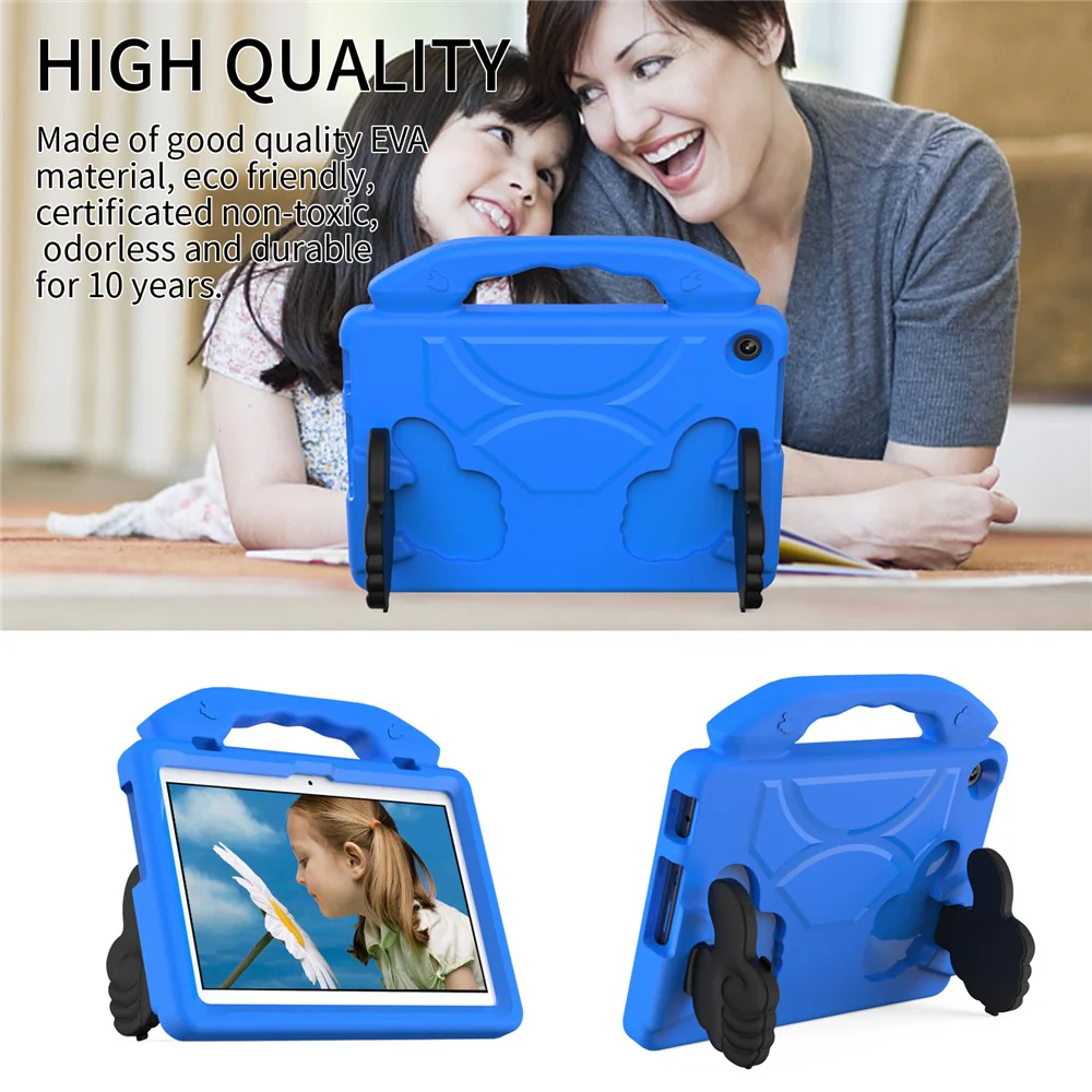 For Lenovo Tab M10 (Gen 3) EVA Tablet Case Foldable Thumb Kickstand Handle Grip Tablet Cover - Blue - Image 2