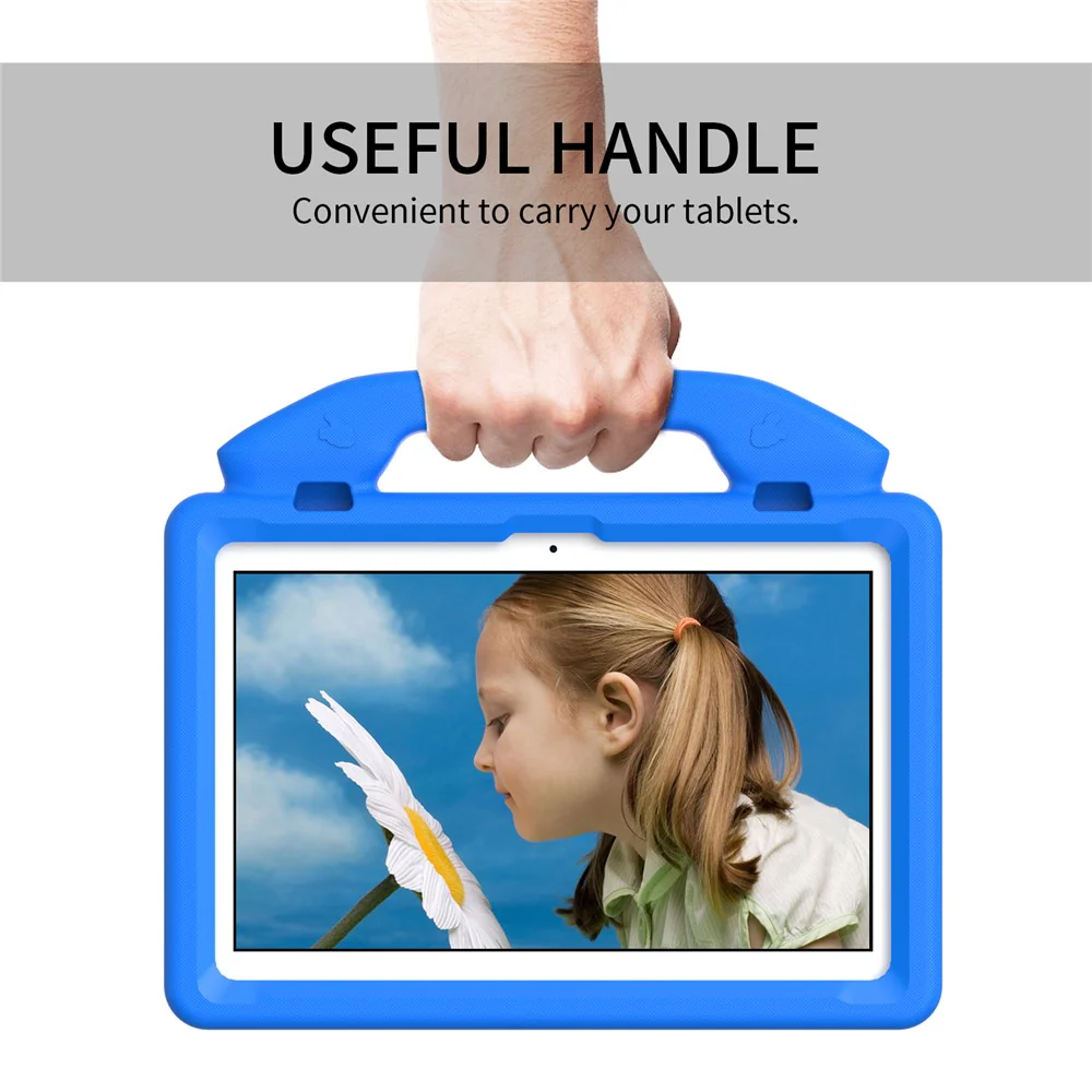 For Lenovo Tab M10 (Gen 3) EVA Tablet Case Foldable Thumb Kickstand Handle Grip Tablet Cover - Blue - Image 3