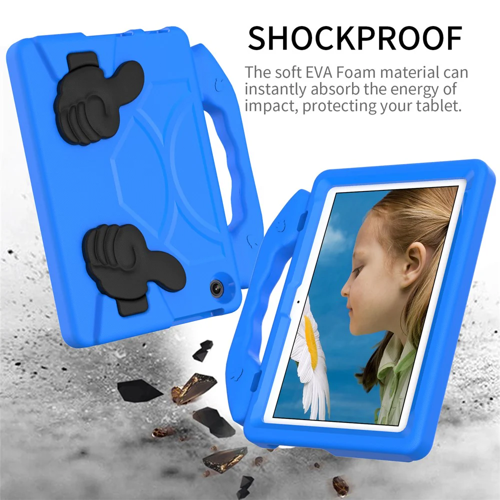 For Lenovo Tab M10 (Gen 3) EVA Tablet Case Foldable Thumb Kickstand Handle Grip Tablet Cover - Blue - Image 4