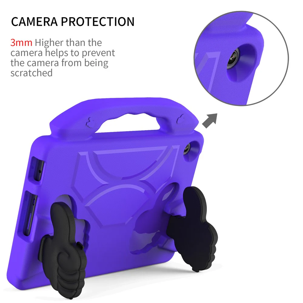 For Lenovo Tab M10 (Gen 3) EVA Tablet Case Foldable Thumb Kickstand Handle Grip Tablet Cover - Purple - Image 6
