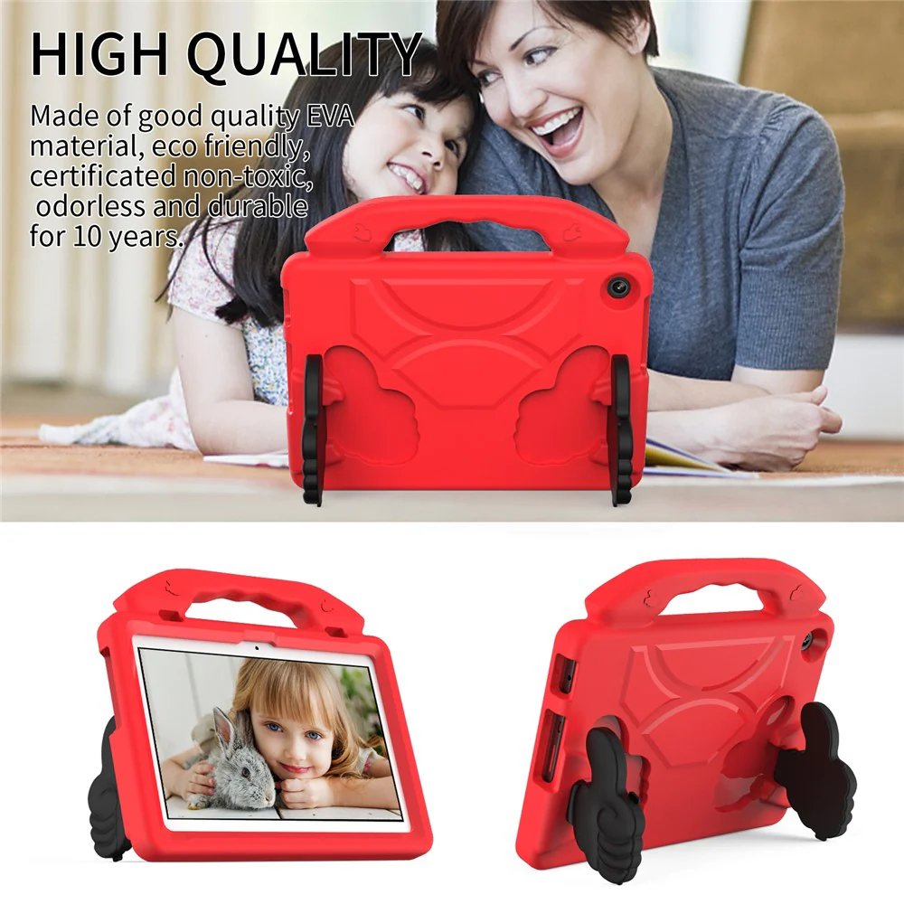 For Lenovo Tab M10 (Gen 3) EVA Tablet Case Foldable Thumb Kickstand Handle Grip Tablet Cover - Red - Image 2