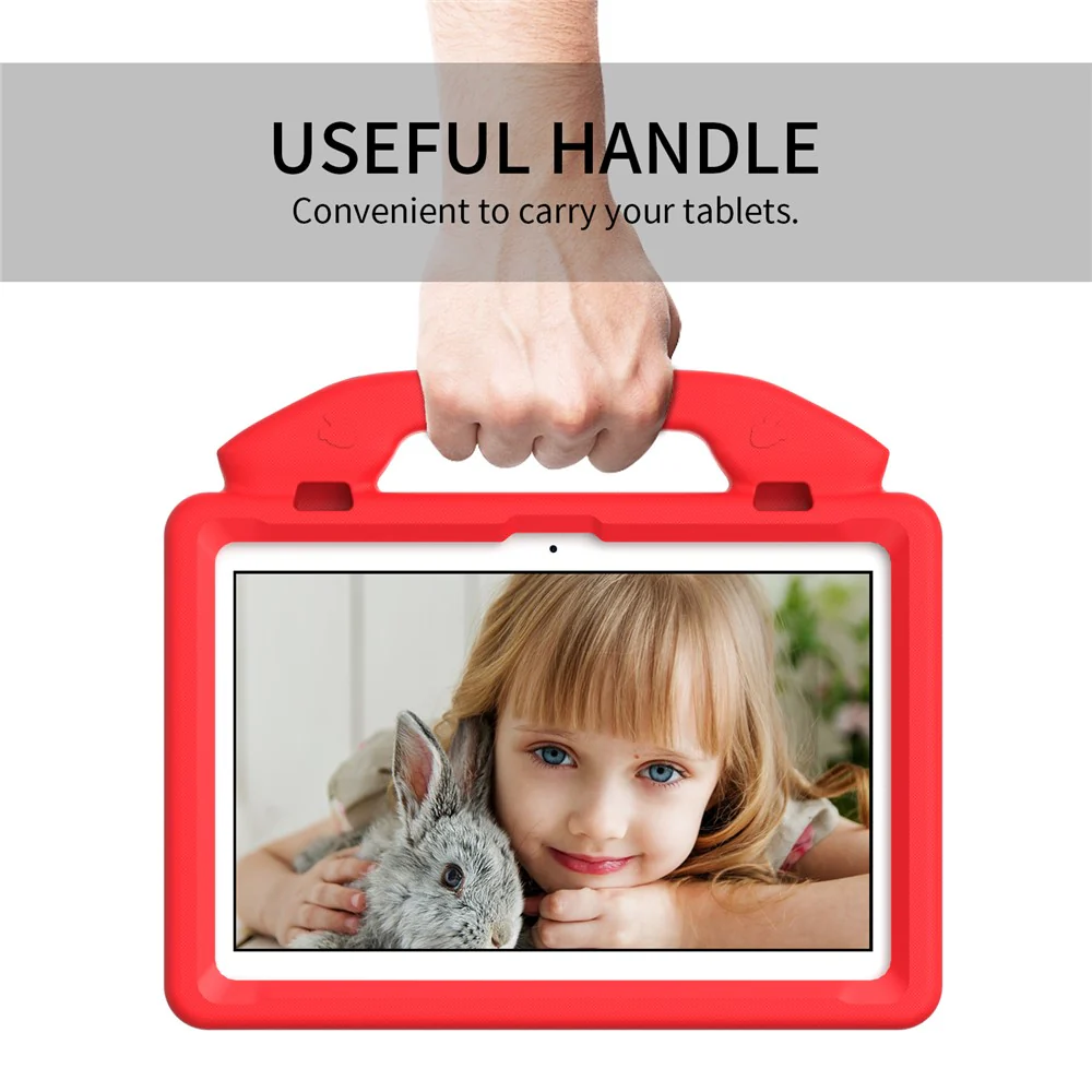 For Lenovo Tab M10 (Gen 3) EVA Tablet Case Foldable Thumb Kickstand Handle Grip Tablet Cover - Red - Image 3