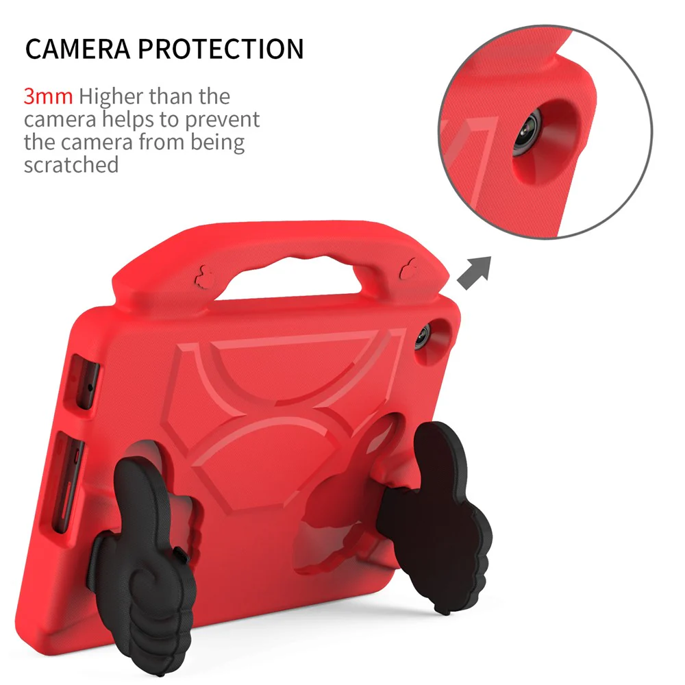 For Lenovo Tab M10 (Gen 3) EVA Tablet Case Foldable Thumb Kickstand Handle Grip Tablet Cover - Red - Image 6