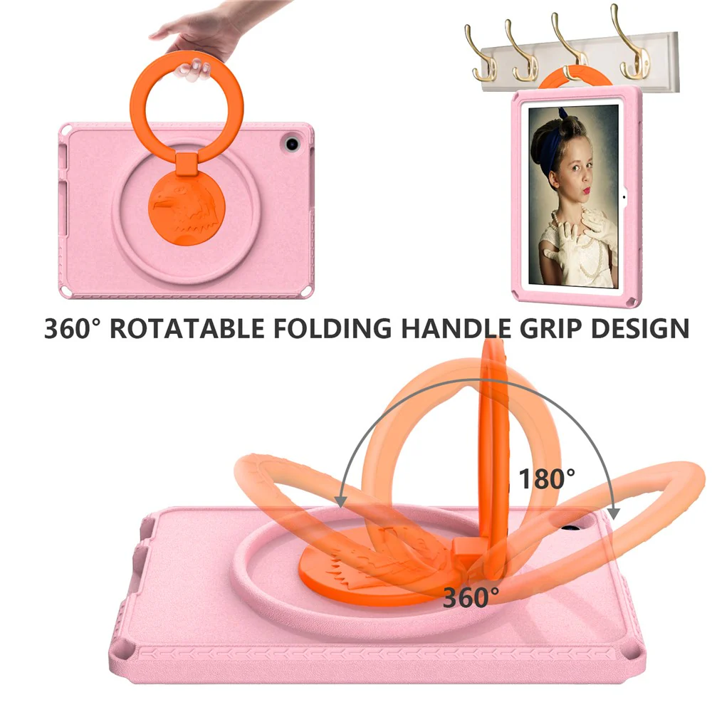 For Lenovo Tab M10 (Gen 3) Hand Grip Kickstand Tablet Case Anti-drop EVA+PC Tablet Cover - Pink - Image 3