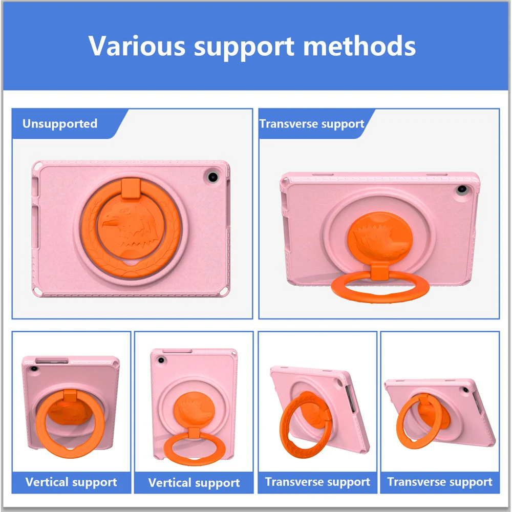 For Lenovo Tab M10 (Gen 3) Hand Grip Kickstand Tablet Case Anti-drop EVA+PC Tablet Cover - Pink - Image 7