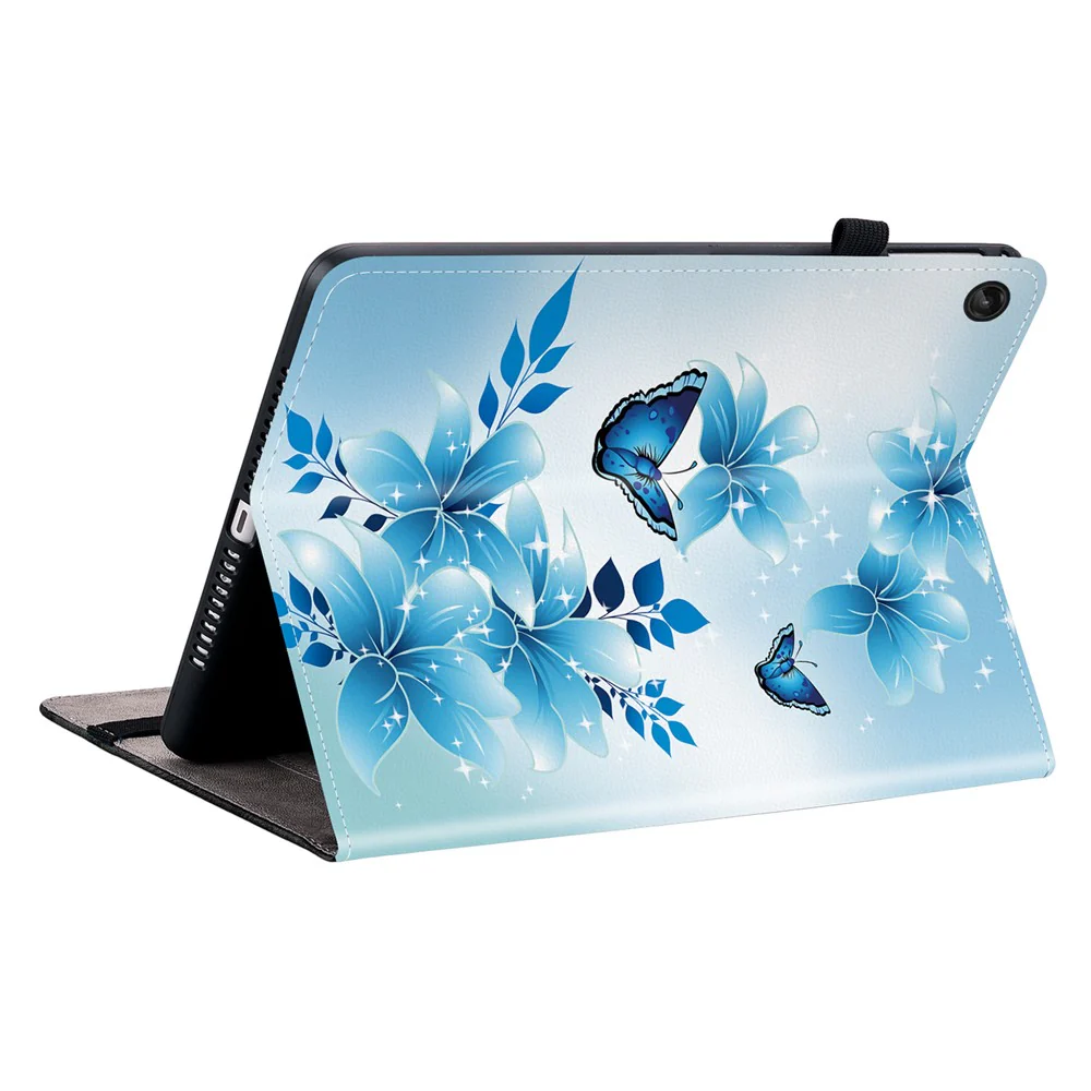 For Lenovo Tab M10 (Gen 3) Leather Case Pattern Printed Stand Tablet Cover with Card Slots - Blue Butterfly - Image 4