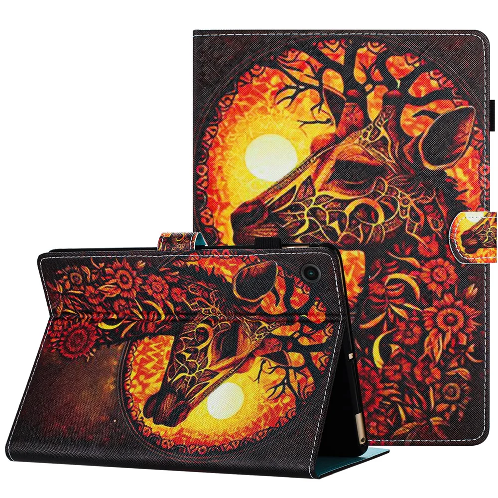 For Lenovo Tab M10 (Gen 3) Leather Folio Stand Cover Pattern Tablet Case with Card Holder - Flower Deer