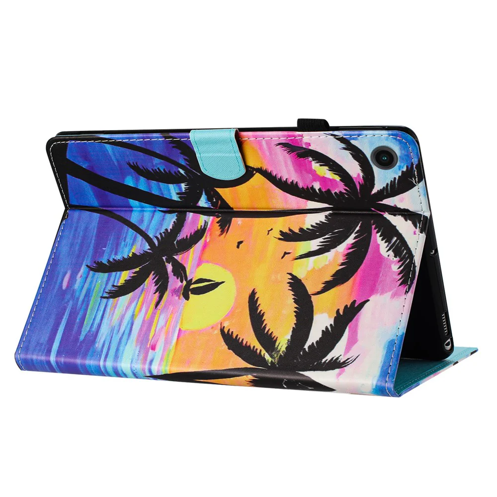 For Lenovo Tab M10 (Gen 3) Magnetic Tablet Case Wholesale PU Leather Pattern Stand Cover - Coconut Tree - Image 4