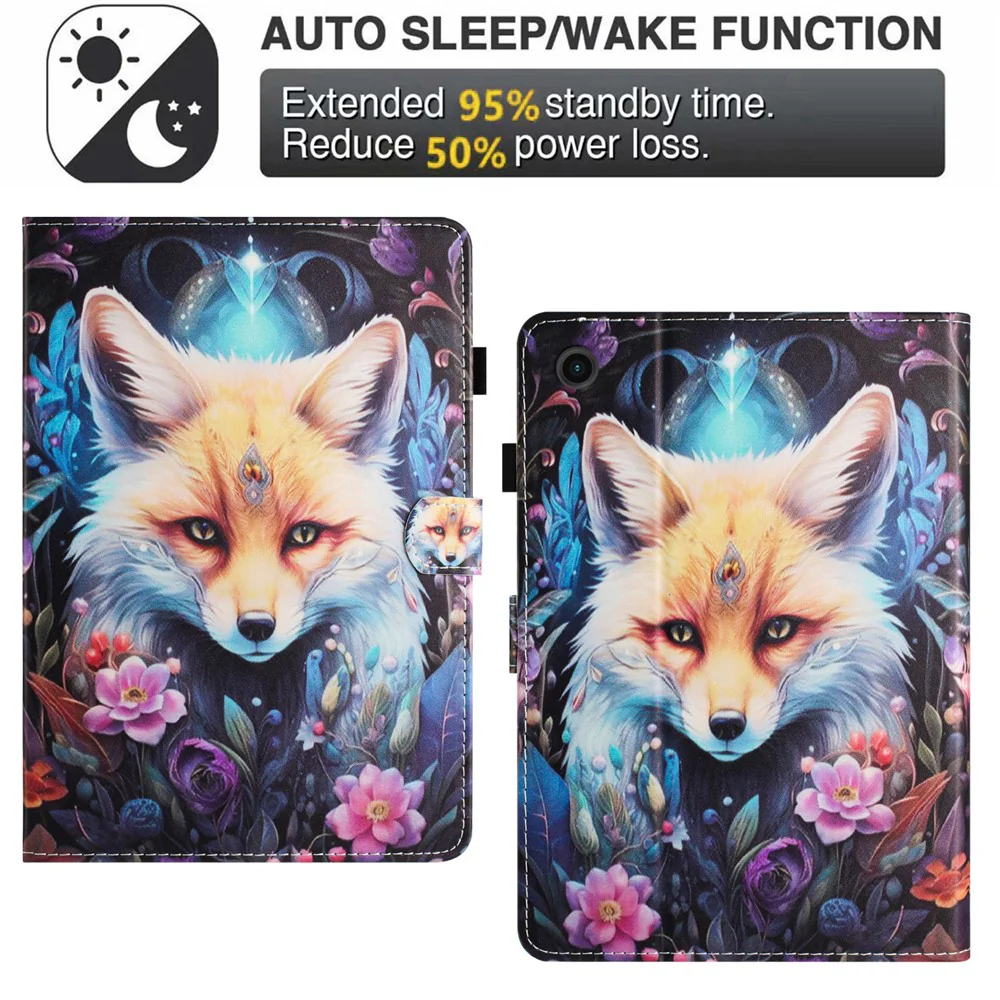 For Lenovo Tab M10 (Gen 3) Magnetic Tablet Case Wholesale PU Leather Pattern Stand Cover - Fox - Image 7