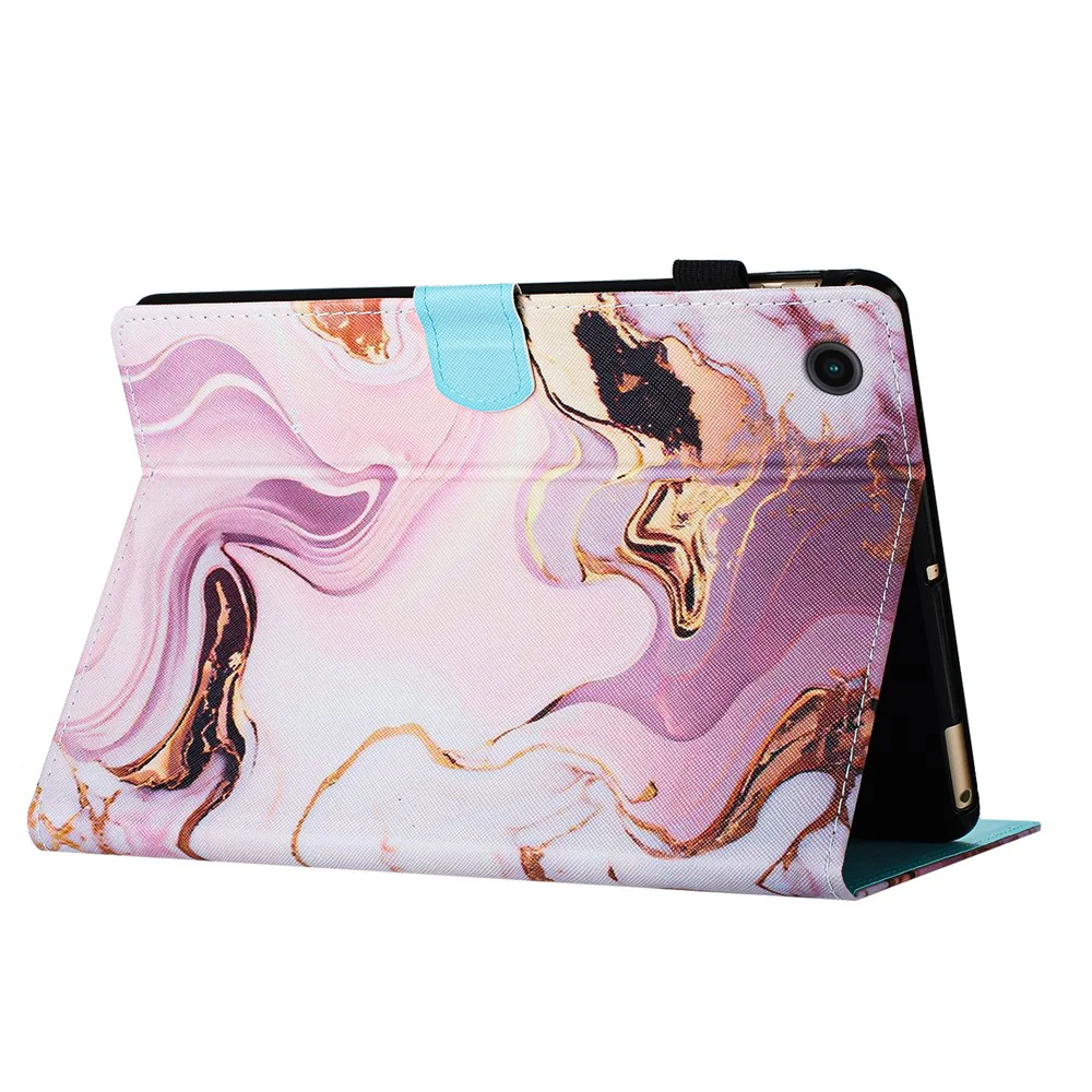 For Lenovo Tab M10 (Gen 3) Pattern Case Leather Auto Sleep / Wake Tablet Cover - Gold+Pink Marble - Image 4