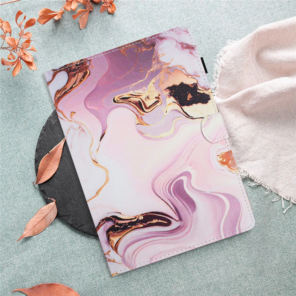 For Lenovo Tab M10 (Gen 3) Pattern Case Leather Auto Sleep / Wake Tablet Cover - Gold+Pink Marble - Image 8
