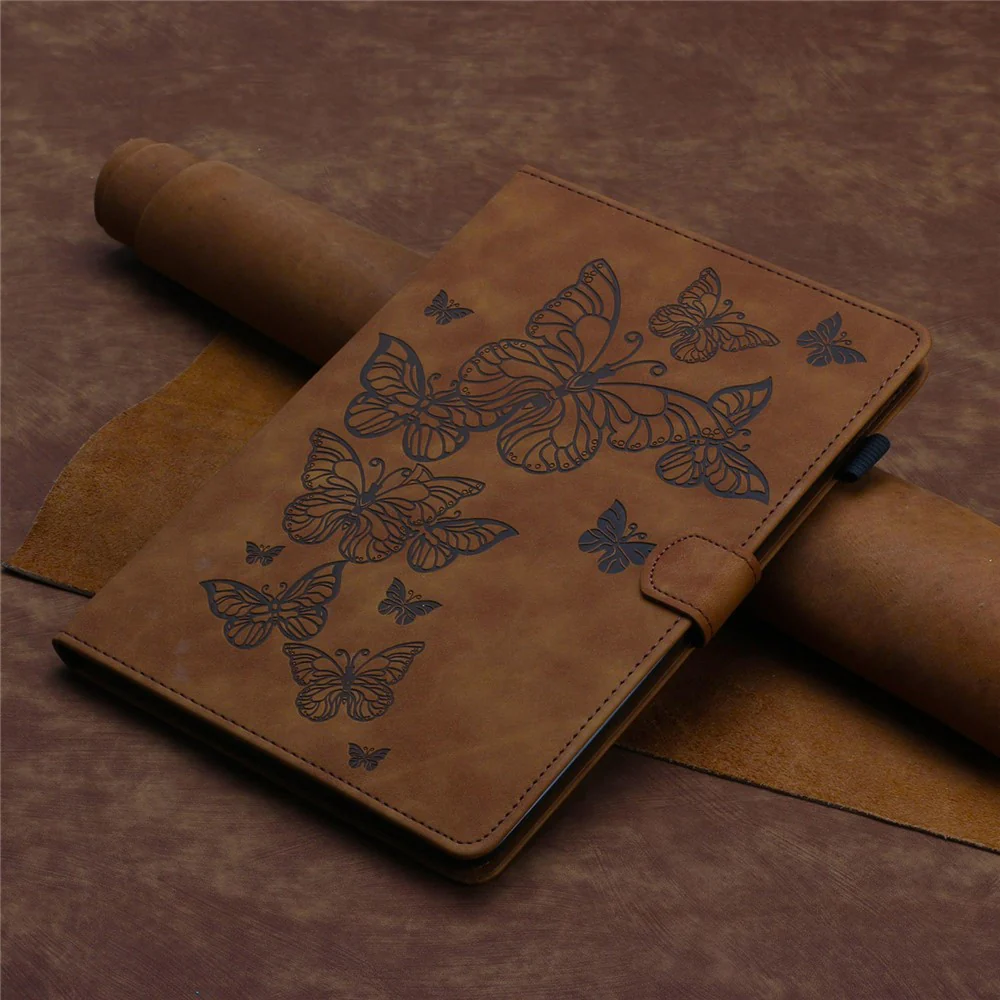 For Lenovo Tab M10 (Gen 3) PU Leather Tablet Case Card Slot Imprinted Stand Tablet Cover - Brown - Image 8