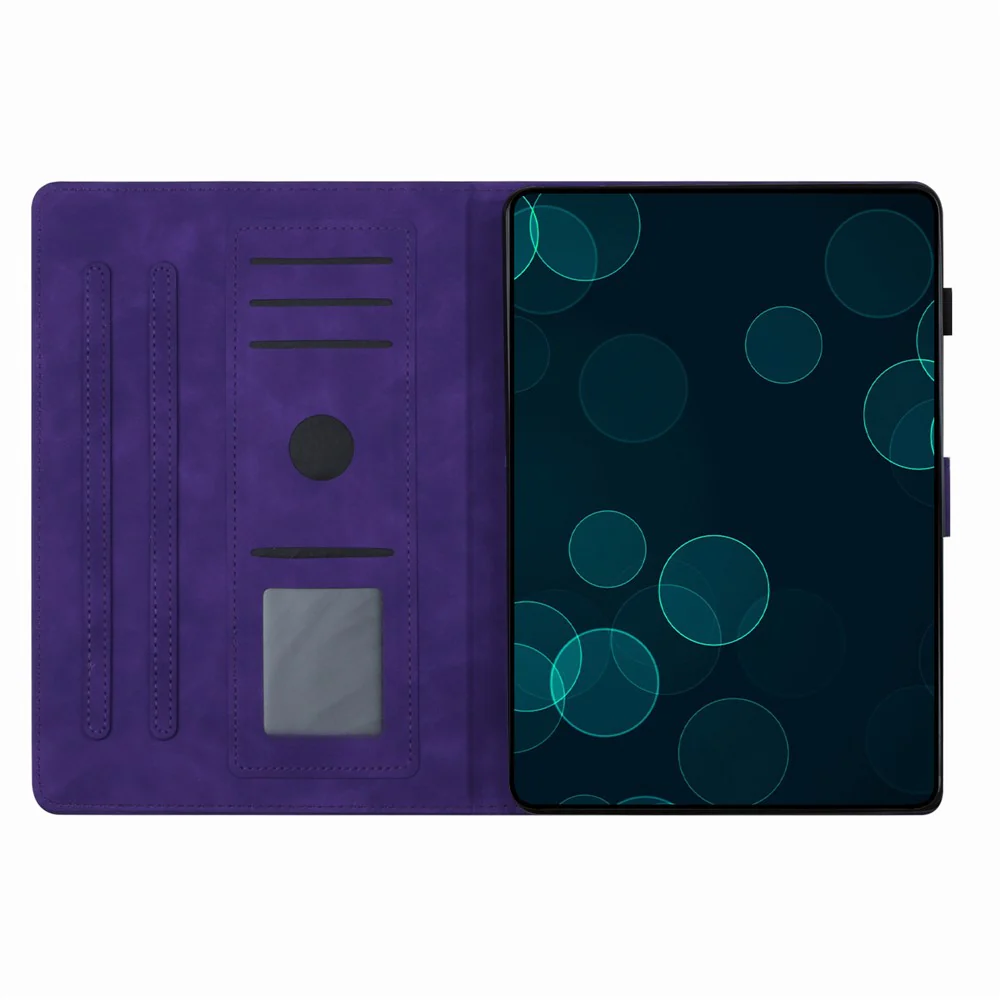 For Lenovo Tab M10 (Gen 3) PU Leather Tablet Case Card Slot Imprinted Stand Tablet Cover - Purple - Image 2