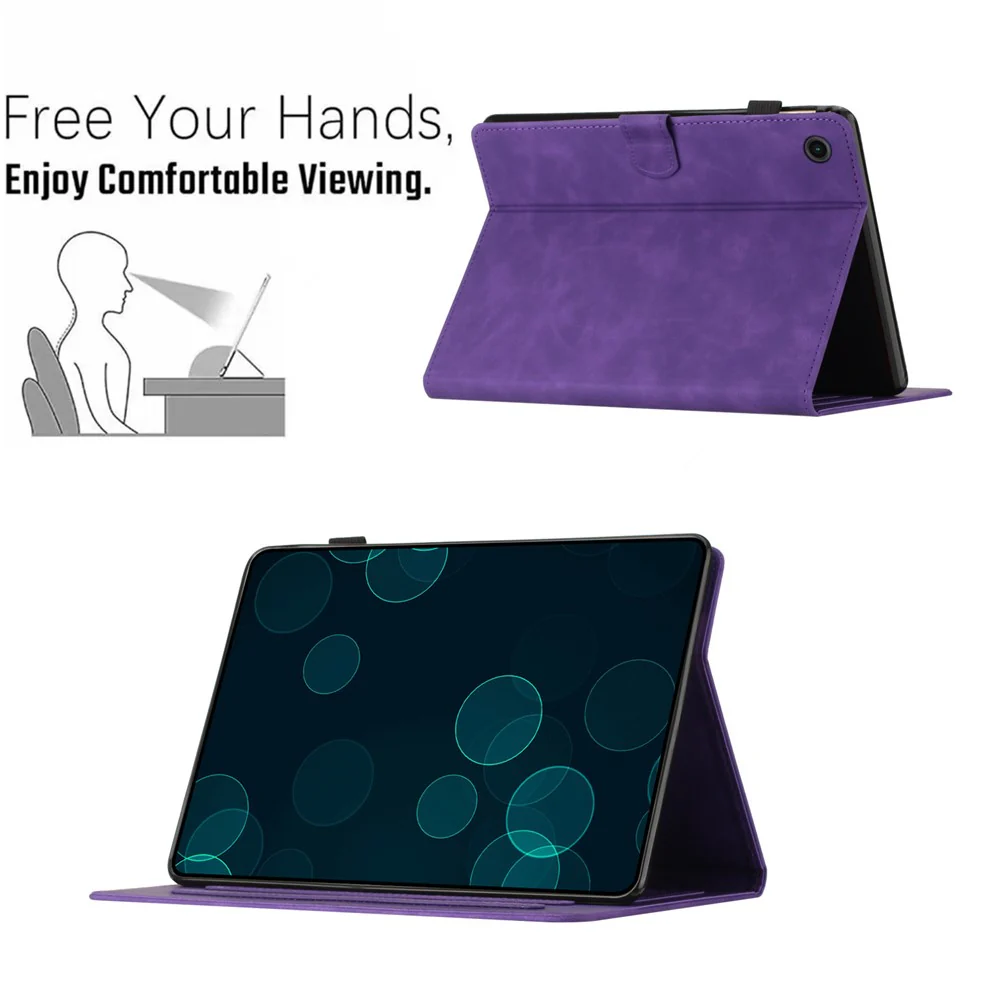 For Lenovo Tab M10 (Gen 3) PU Leather Tablet Case Card Slot Imprinted Stand Tablet Cover - Purple - Image 7