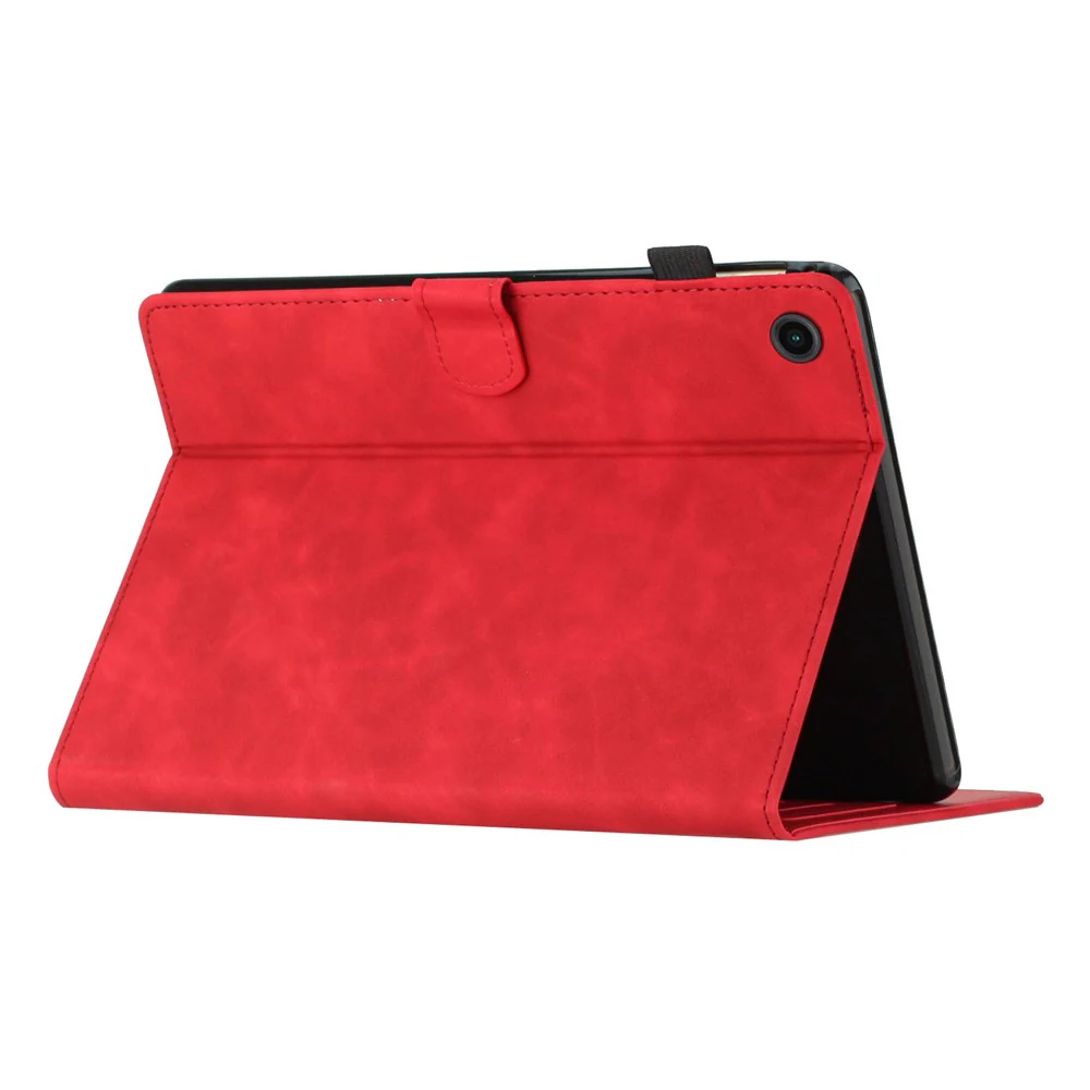 For Lenovo Tab M10 (Gen 3) PU Leather Tablet Case Card Slot Imprinted Stand Tablet Cover - Red - Image 4
