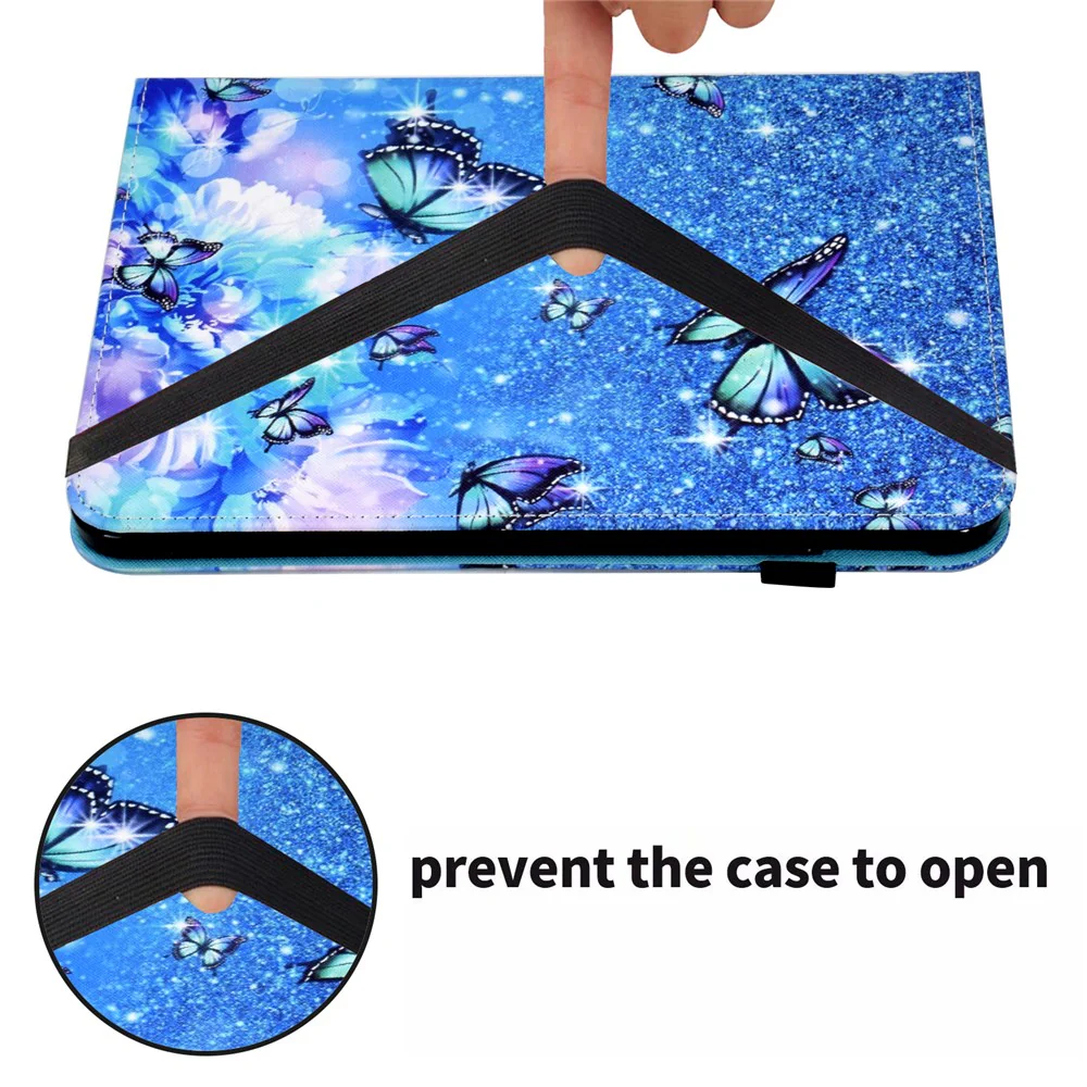 For Lenovo Tab M10 (Gen 3) PU Leather Tablet Case Pattern Printing Stand Card Holder Cover with Elastic Band - Flower and Butterfly - Image 7