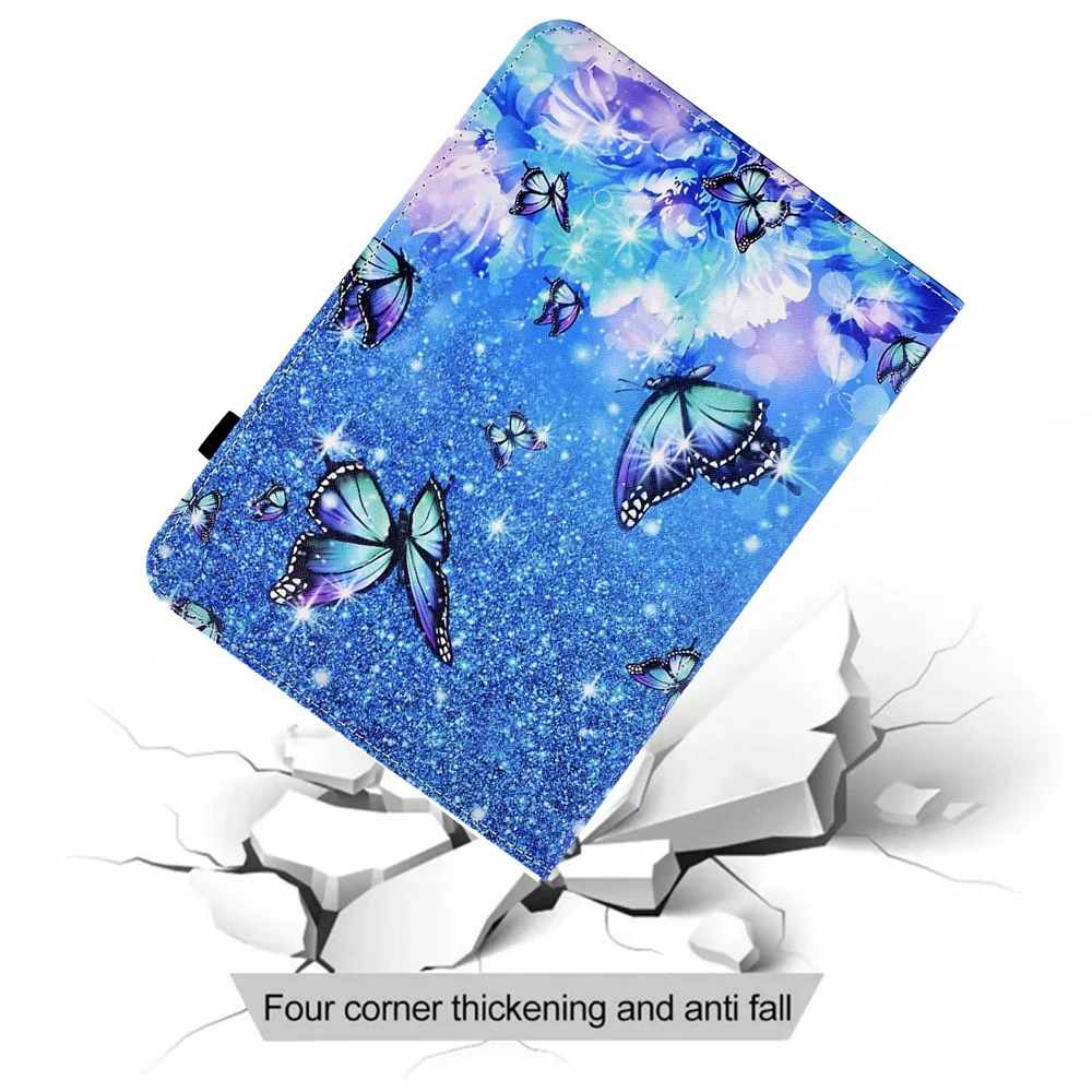 For Lenovo Tab M10 (Gen 3) PU Leather Tablet Case Pattern Printing Stand Card Holder Cover with Elastic Band - Flower and Butterfly - Image 8