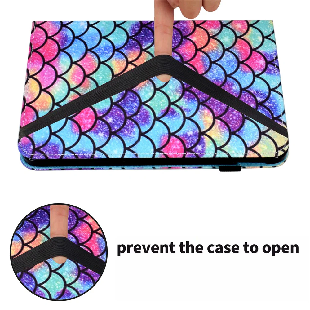 For Lenovo Tab M10 (Gen 3) PU Leather Tablet Case Pattern Printing Stand Card Holder Cover with Elastic Band - Wavy Pattern - Image 6