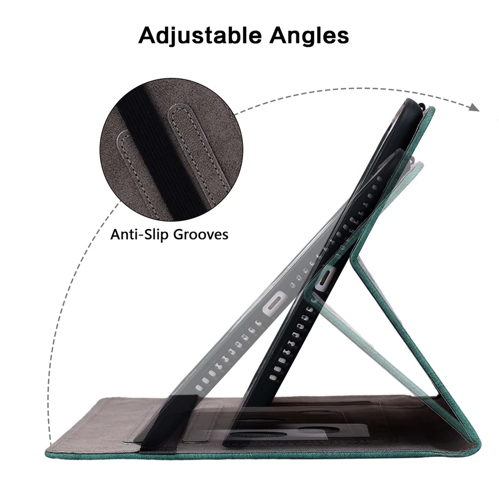 For Lenovo Tab M10 (Gen 3) Shockproof PU Leather Case Imprinted Design Stand Tablet Cover with Pen Holder - Green - Image 5