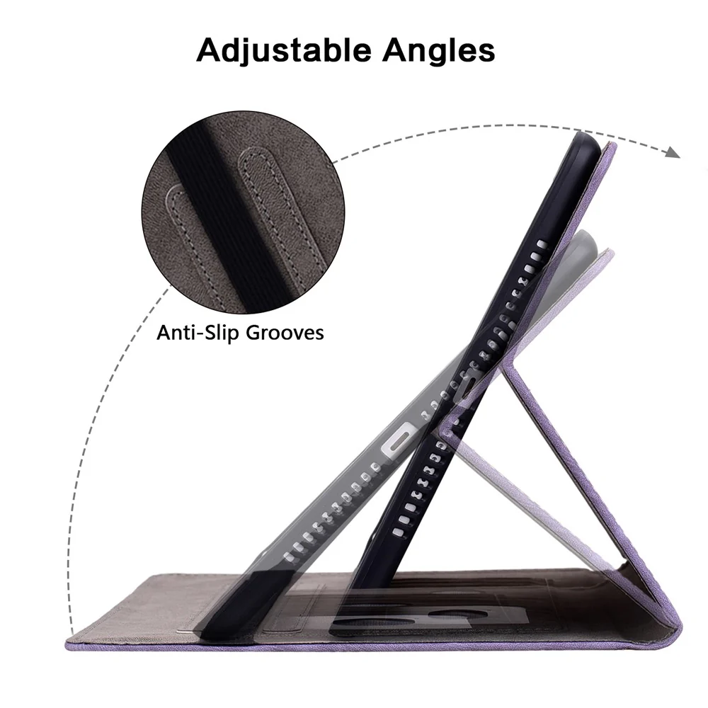 For Lenovo Tab M10 (Gen 3) Shockproof PU Leather Case Imprinted Design Stand Tablet Cover with Pen Holder - Purple - Image 5