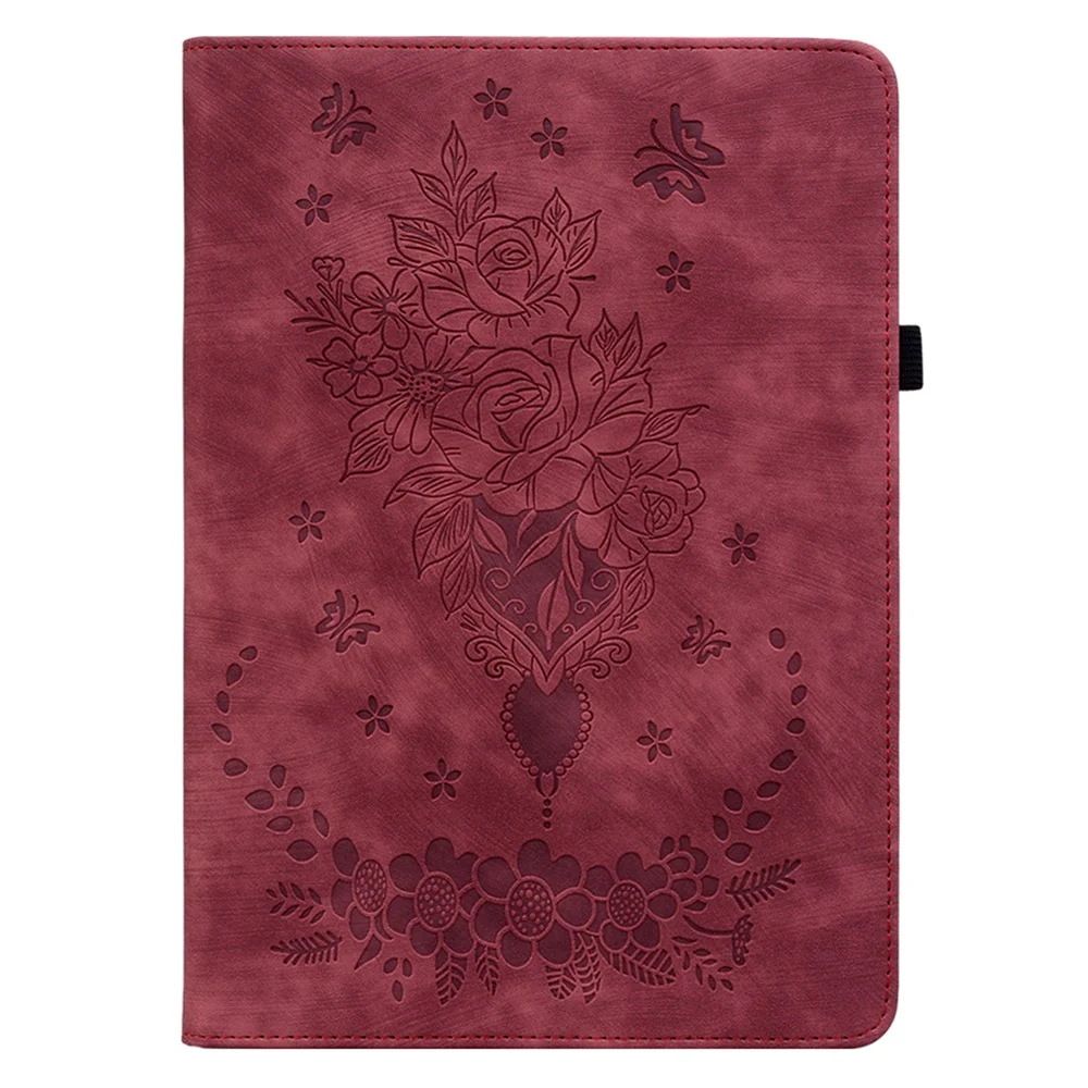 For Lenovo Tab M10 (Gen 3) Shockproof PU Leather Case Imprinted Design Stand Tablet Cover with Pen Holder - Red - Image 8