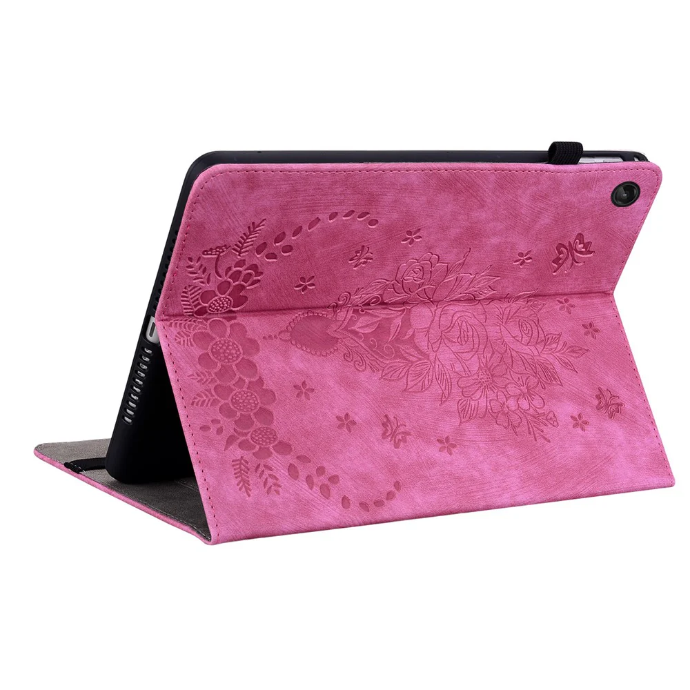 For Lenovo Tab M10 (Gen 3) Shockproof PU Leather Case Imprinted Design Stand Tablet Cover with Pen Holder - Rose - Image 4