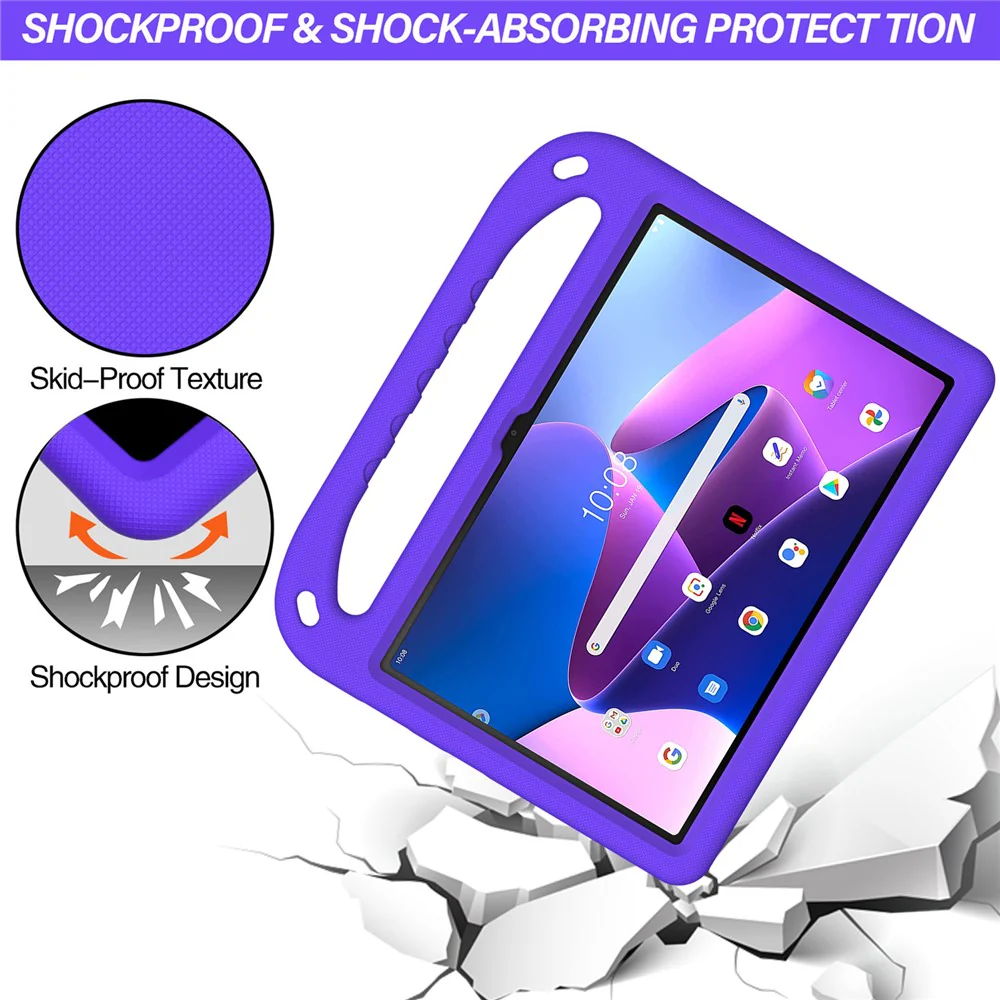 For Lenovo Tab M10 (Gen 3) Tab-328F Kickstand Tablet Case Hand Grip Anti-Drop EVA Tablet Cover - Purple - Image 4
