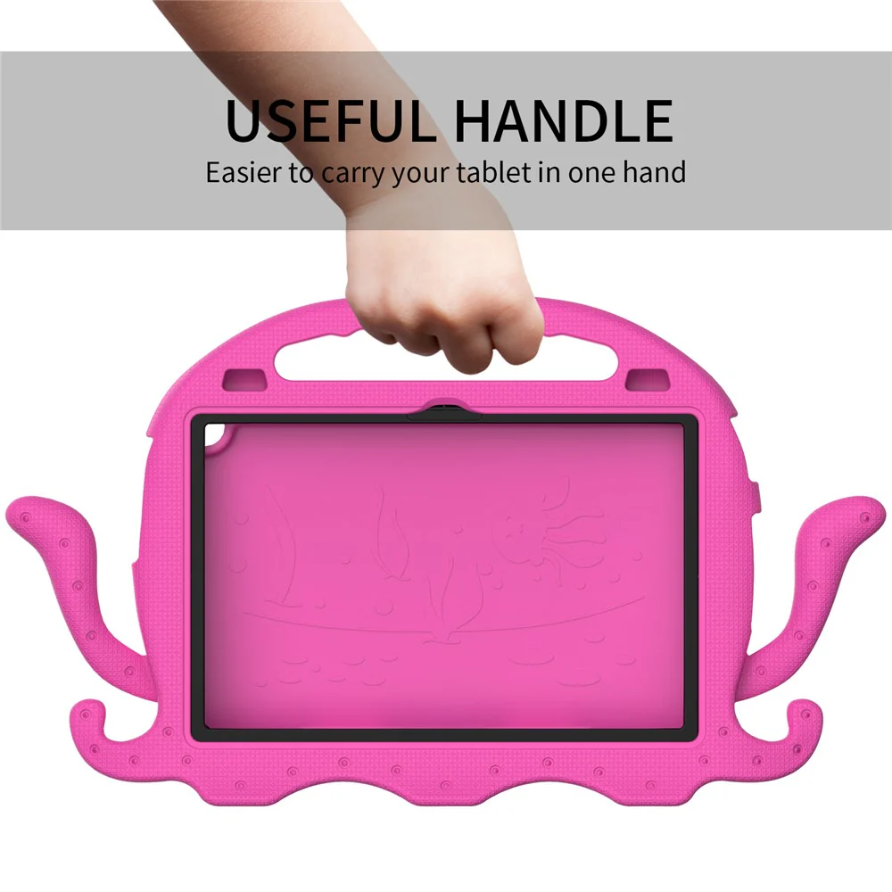 For Lenovo Tab M10 (Gen 3) Tablet EVA Case Cartoon Octopus Hand Grip Tablet Cover with Shoulder Strap - Rose - Image 4