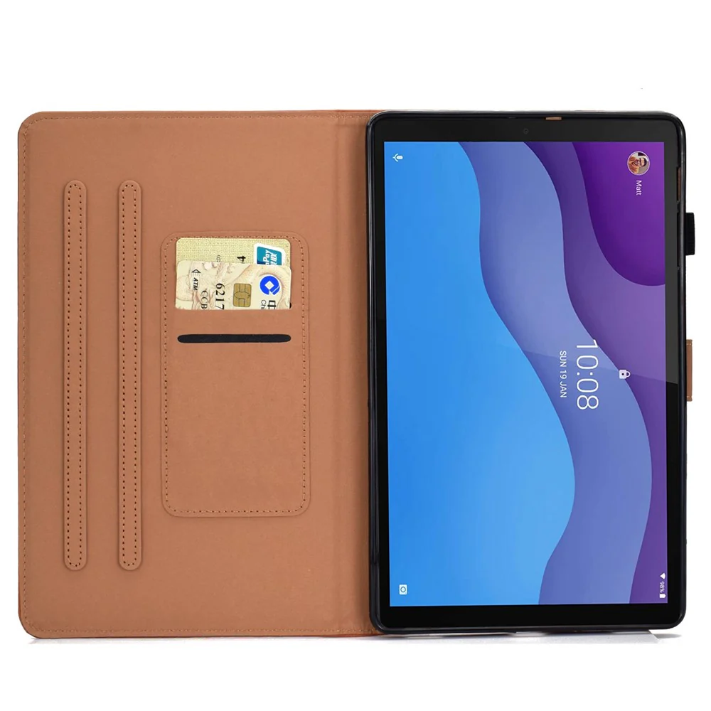 For Lenovo Tab M10 (Gen 3) TB-328F Fold Stand Magnetic Flip Case PU Leather Auto Sleep/Wake Cover with Card Slots and Pencil Holder - Blue - Image 2