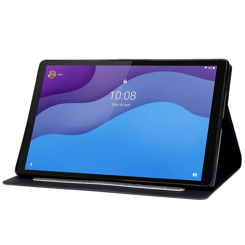 For Lenovo Tab M10 (Gen 3) TB-328F Split Leather Flip Stand Cover Auto Sleep/Wake Function Smart Tablet Case with Card Holders - Black - Image 3