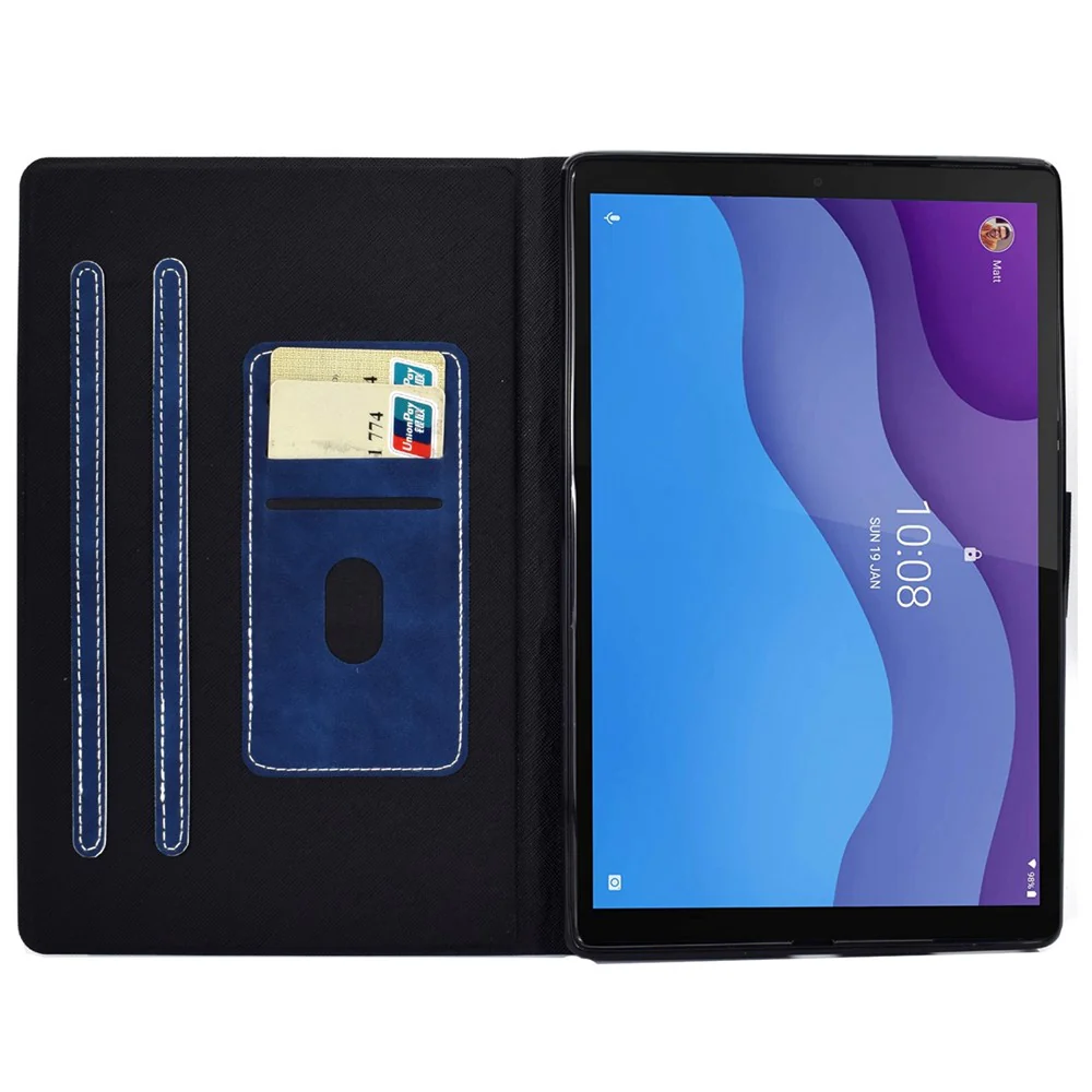 For Lenovo Tab M10 (Gen 3) TB-328F Split Leather Flip Stand Cover Auto Sleep/Wake Function Smart Tablet Case with Card Holders - Blue - Image 2